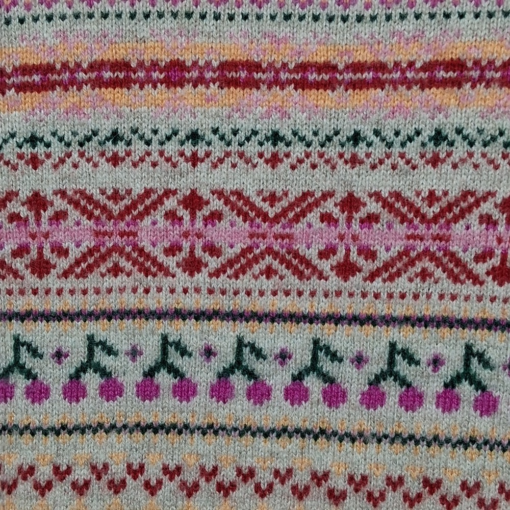 J.Crew Womens Size 2X Puff-Sleeve Fair Isle Crewneck Sweater Cherries - Picture 6 of 9